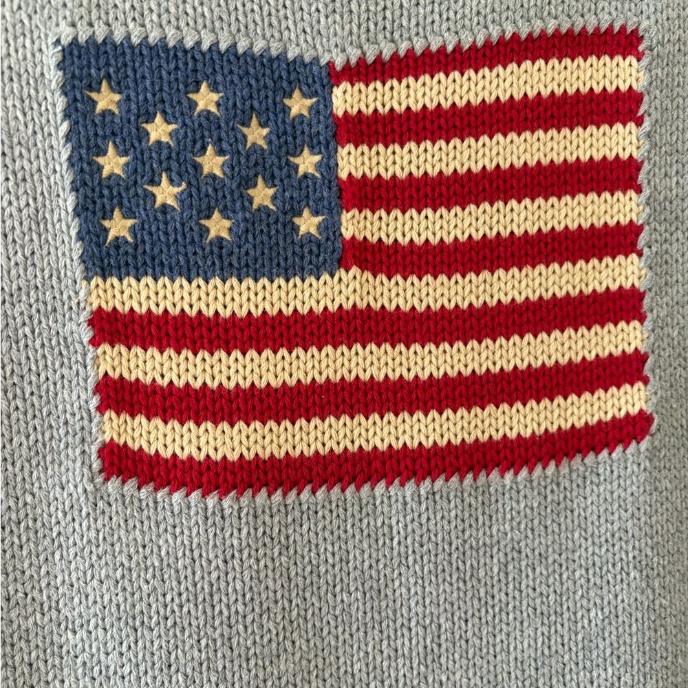 Polo by Ralph Lauren Gray Crewneck Sweater with Flag - Picture 3 of 3